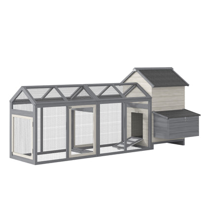 PawHut 100" Chicken Coop Wooden Chicken House Large Rabbit Hutch Poultry Cage Hen Pen Backyard with Double Run, Nesting Box