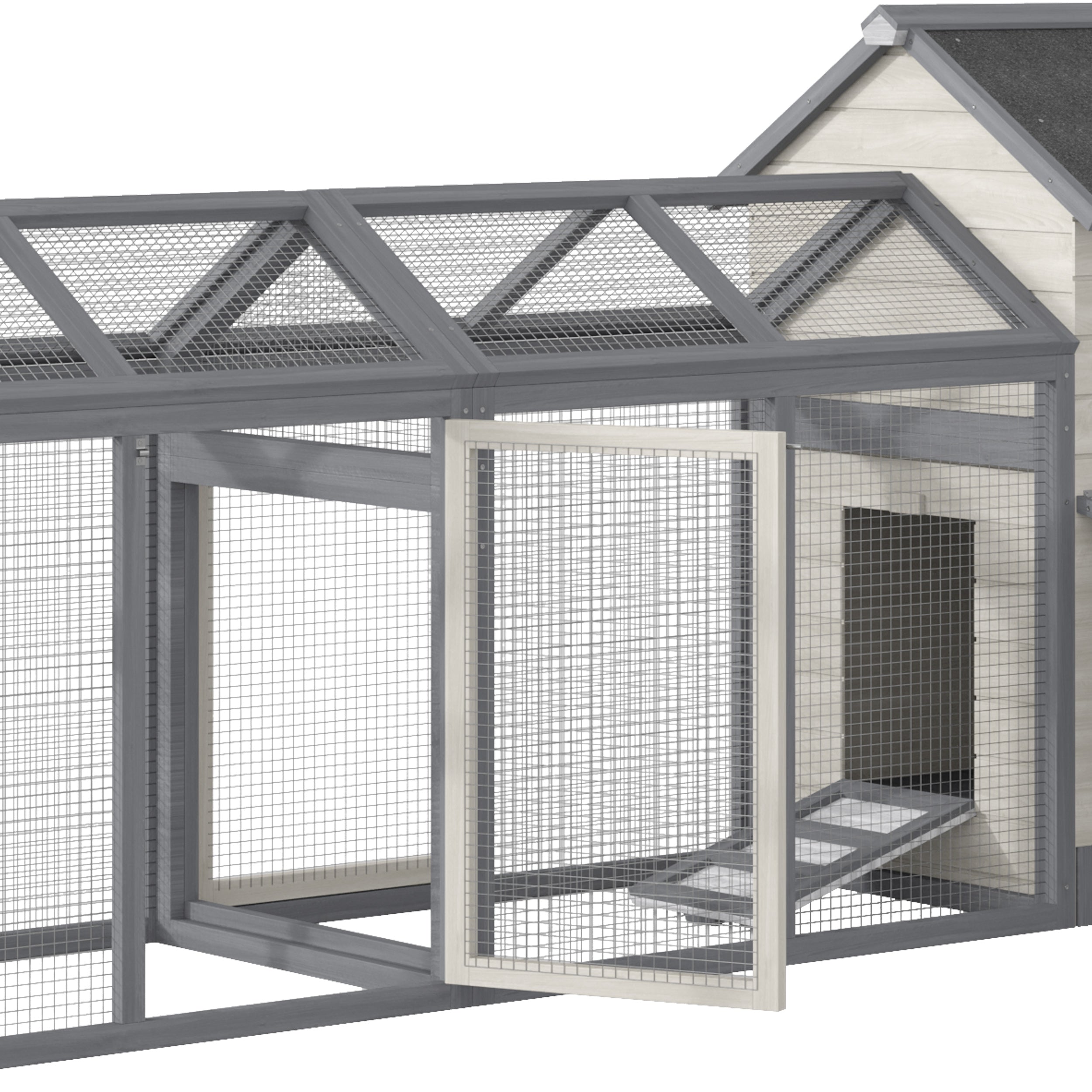 PawHut 100" Chicken Coop Wooden Chicken House Large Rabbit Hutch Poultry Cage Hen Pen Backyard with Double Run, Nesting Box