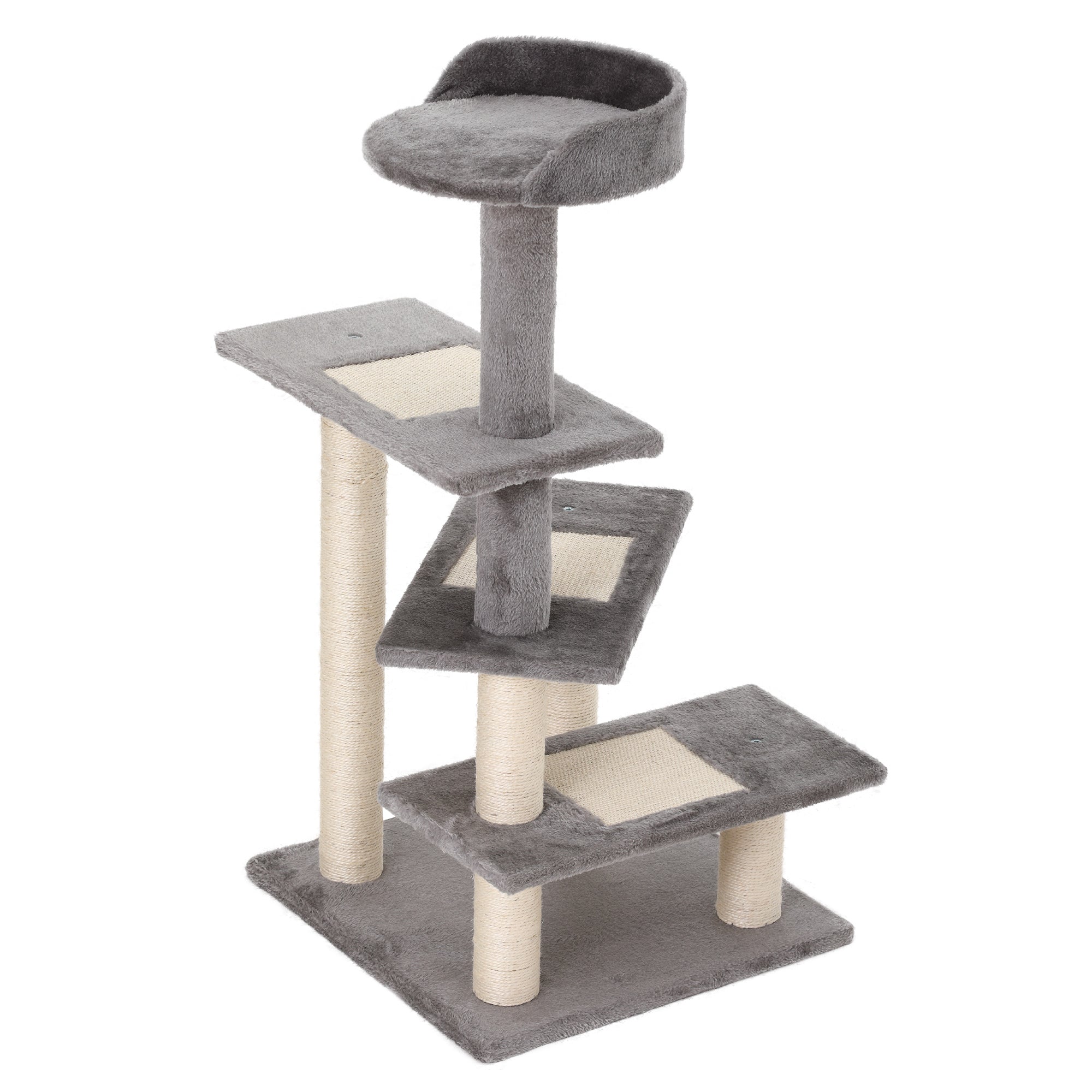 PawHut 40" 5-Level Revolving Stair Cat Tree Scratcher Climbing Activity Tower with Play Center and Resting Perch, Grey