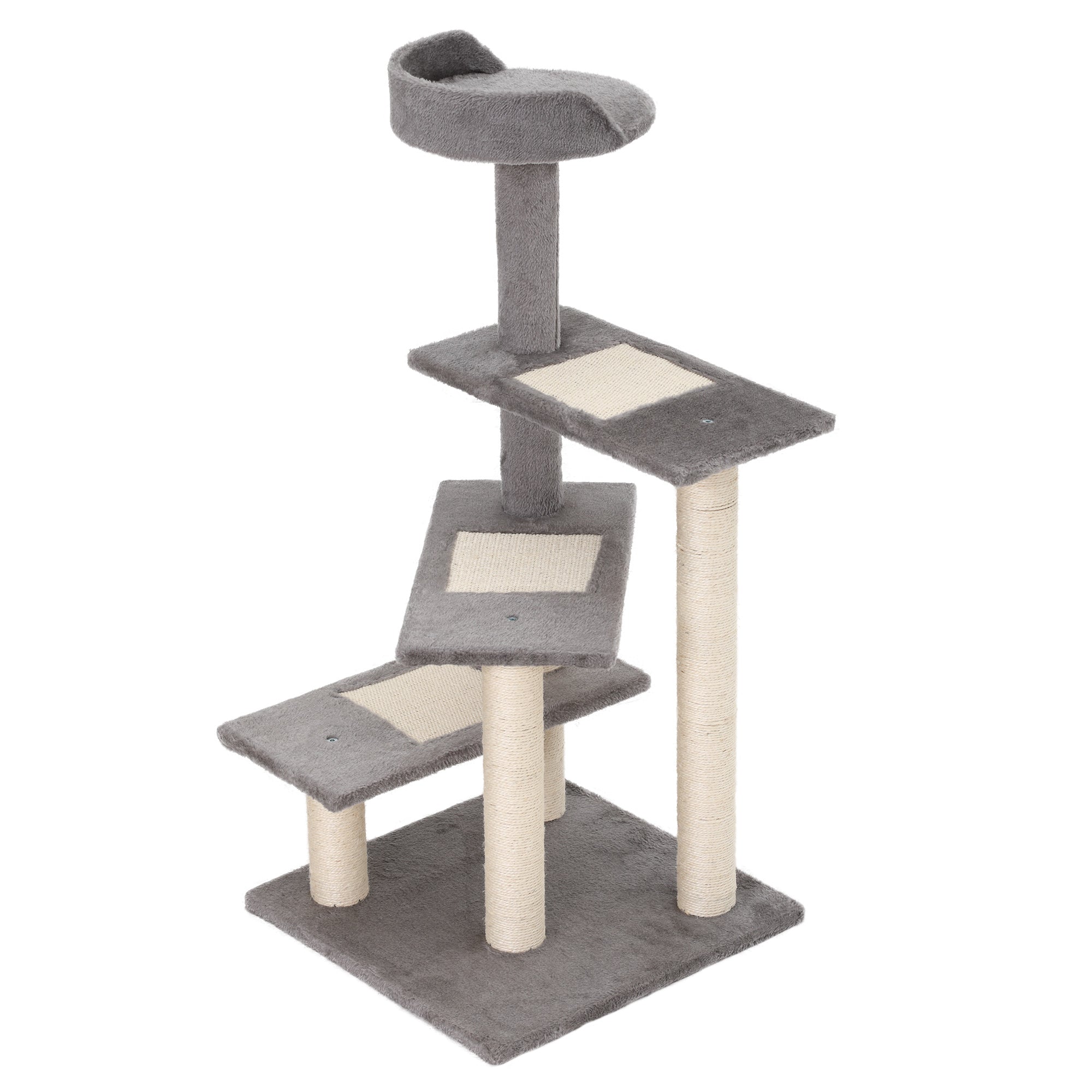 PawHut 40" 5-Level Revolving Stair Cat Tree Scratcher Climbing Activity Tower with Play Center and Resting Perch, Grey