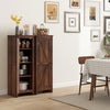 HOMCOM 48" Small Kitchen Pantry Cabinet, Freestanding Storage Cabinet, Farmhouse Narrow Kitchen Cabinet with Barn Door and Adjustable Shelves, Brown Wood Grain