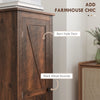 HOMCOM 48" Small Kitchen Pantry Cabinet, Freestanding Storage Cabinet, Farmhouse Narrow Kitchen Cabinet with Barn Door and Adjustable Shelves, Brown Wood Grain