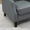 HOMCOM Faux Leather Accent Chair, Upholstered Wingback Armchair, Modern Button Tufted Living Room Chair with Thick Padding, Grey