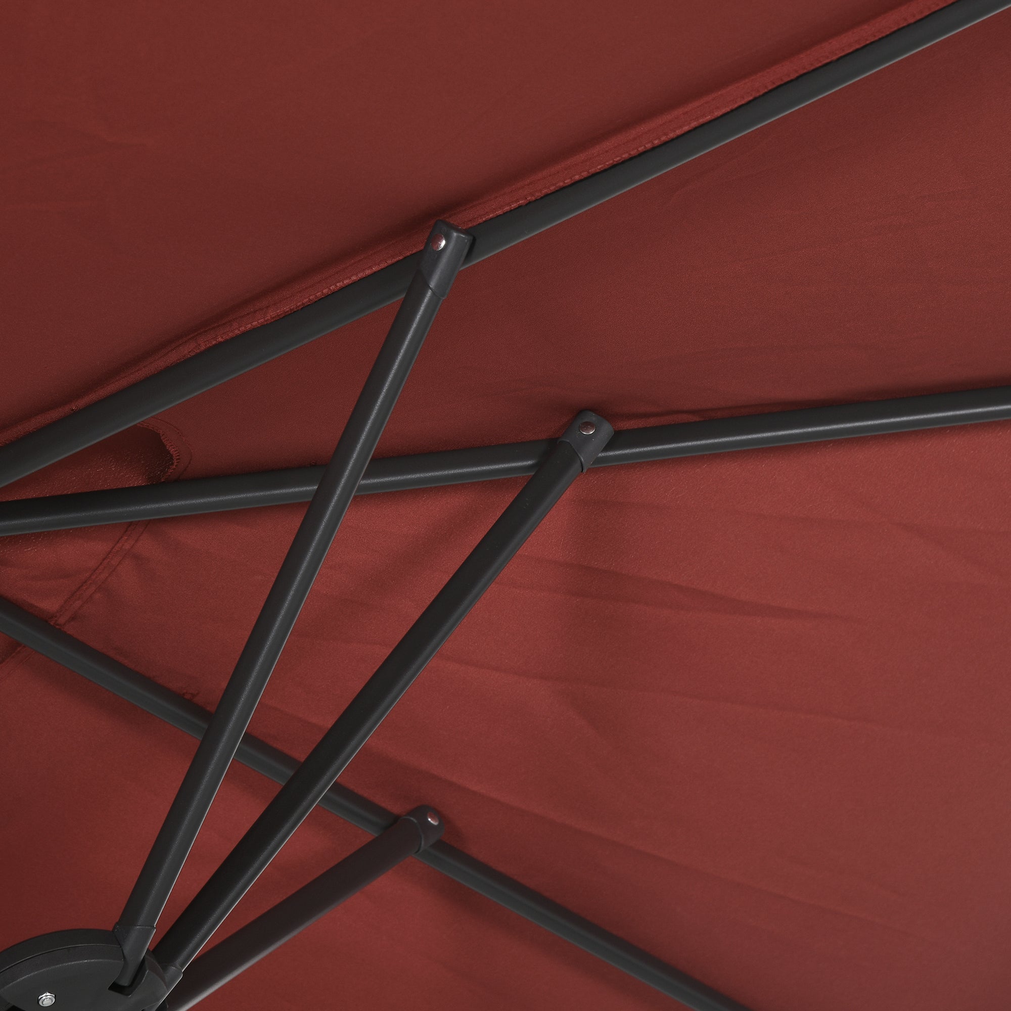 Outsunny 10ft Double Patio Umbrella with Tilt, Adjustable Height, Outdoor Table Parasol with Vents and 12 Ribs, for Garden, Deck, Pool, Wine Red