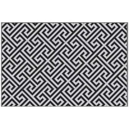 Outsunny Reversible Outdoor RV Rug, 5' x 8' Patio Floor Mat, Plastic Straw Rug for Backyard, Deck, Picnic, Beach, Camping, Black and White
