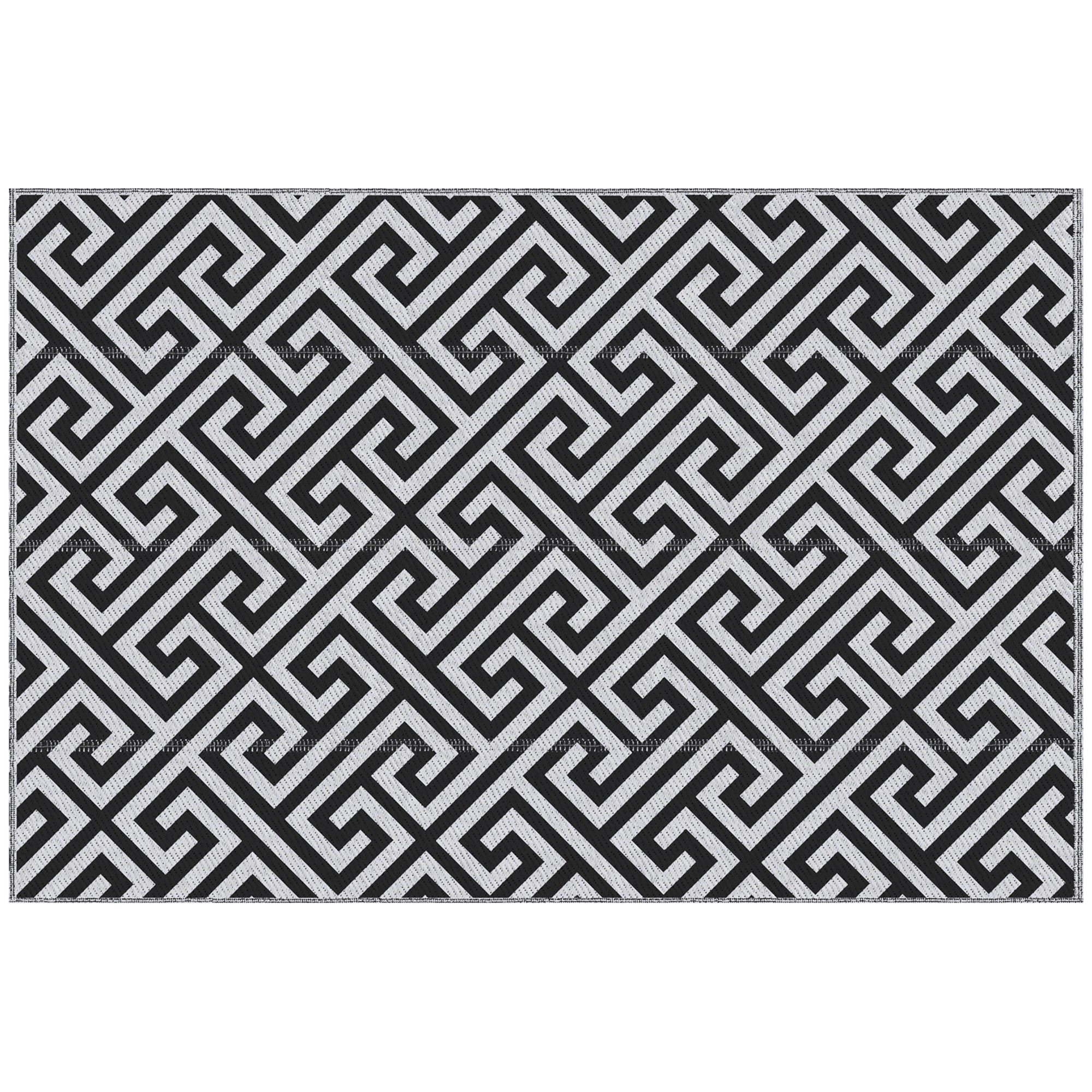 Outsunny Reversible Outdoor RV Rug, 5' x 8' Patio Floor Mat, Plastic Straw Rug for Backyard, Deck, Picnic, Beach, Camping, Black and White