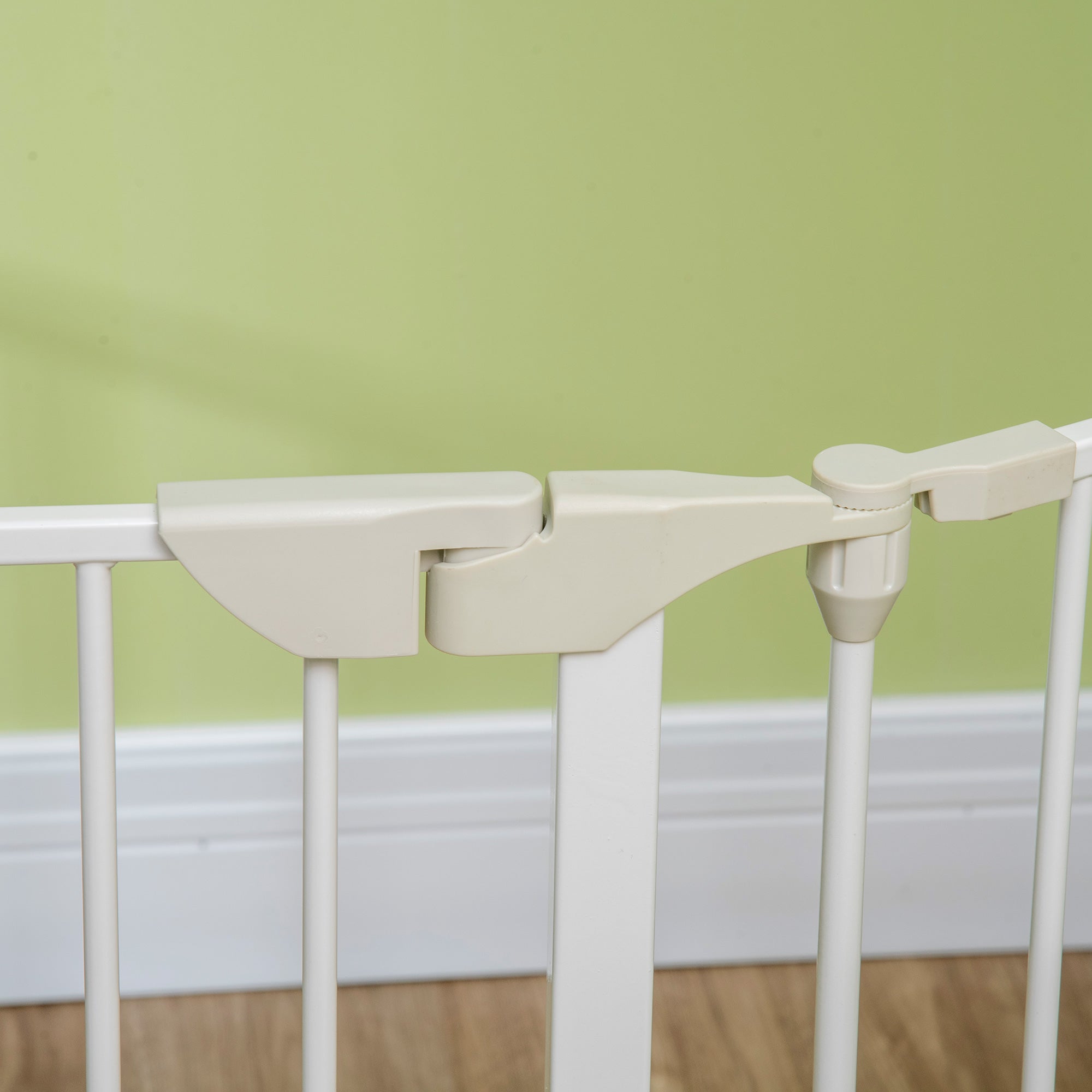 PawHut Pet Safety Gate, 5 Panels Playpen Fireplace, Metal Fence, Stair Barrier, Room Divider w/ Walk-Through Door - White