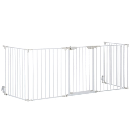 PawHut Dog Playpen Indoor, Foldable Pet Fence Puppy Pen for Small Medium Dogs with Door, 5 Panels, 29 Inch Tall, for Stairway, Doorway, Hallway, White