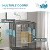 PawHut 29" Bird Cage for Parrots Lovebirds Budgies Finches, Flight Cage with 5 Doors, Swing, Stainless Steel Bowls, Removable Tray, Wheel, Grey
