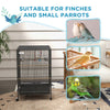 PawHut 29" Bird Cage for Parrots Lovebirds Budgies Finches, Flight Cage with 5 Doors, Swing, Stainless Steel Bowls, Removable Tray, Wheel, Grey