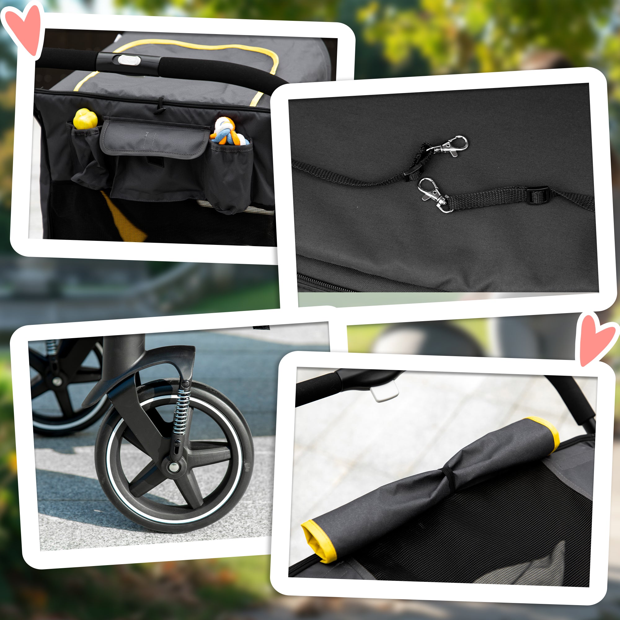 PawHut Dog Pram Dog Stroller Pet Pushchair with Adjustable Canopy for Medium and Large Dogs, Dark Grey