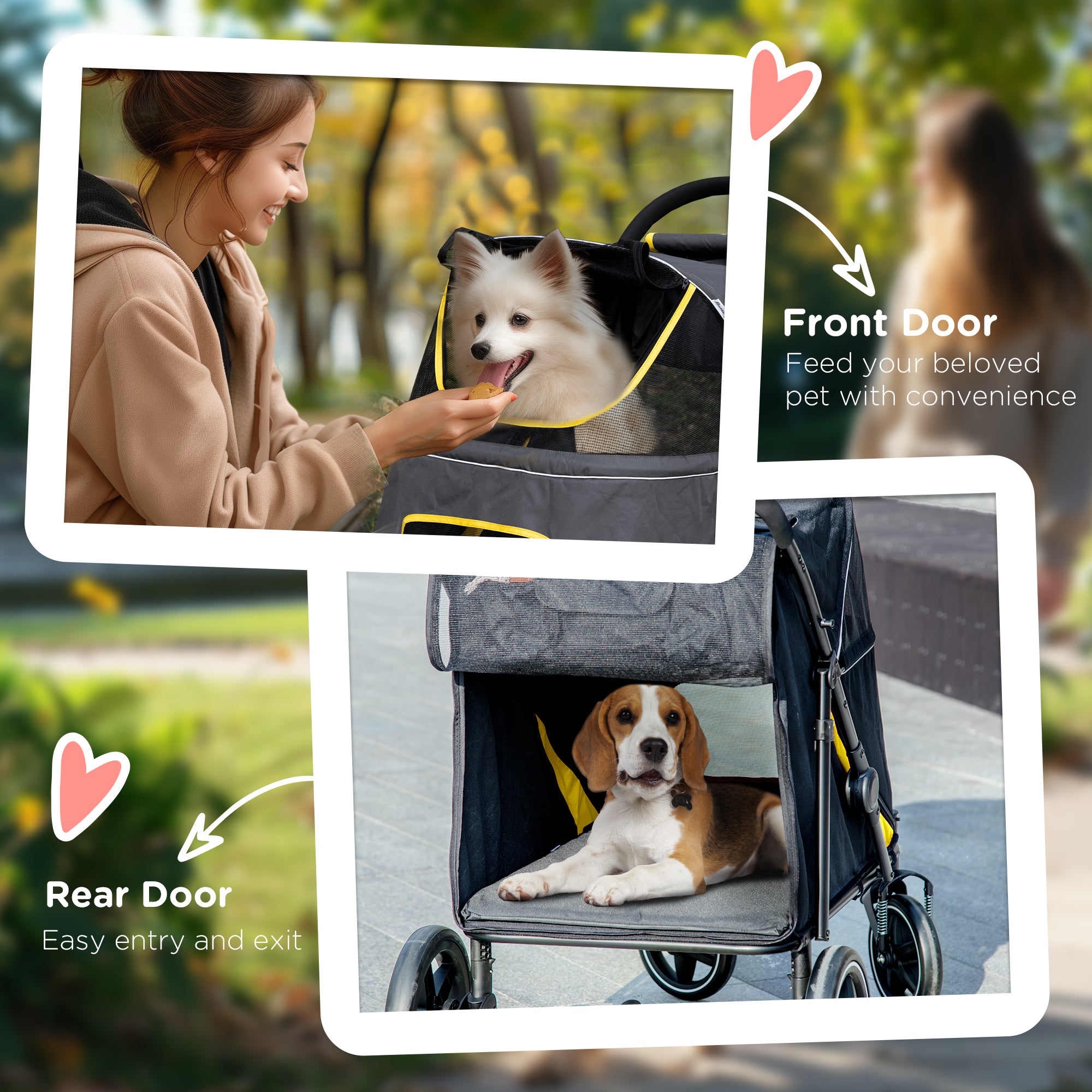 PawHut Dog Pram Dog Stroller Pet Pushchair with Adjustable Canopy for Medium and Large Dogs, Dark Grey
