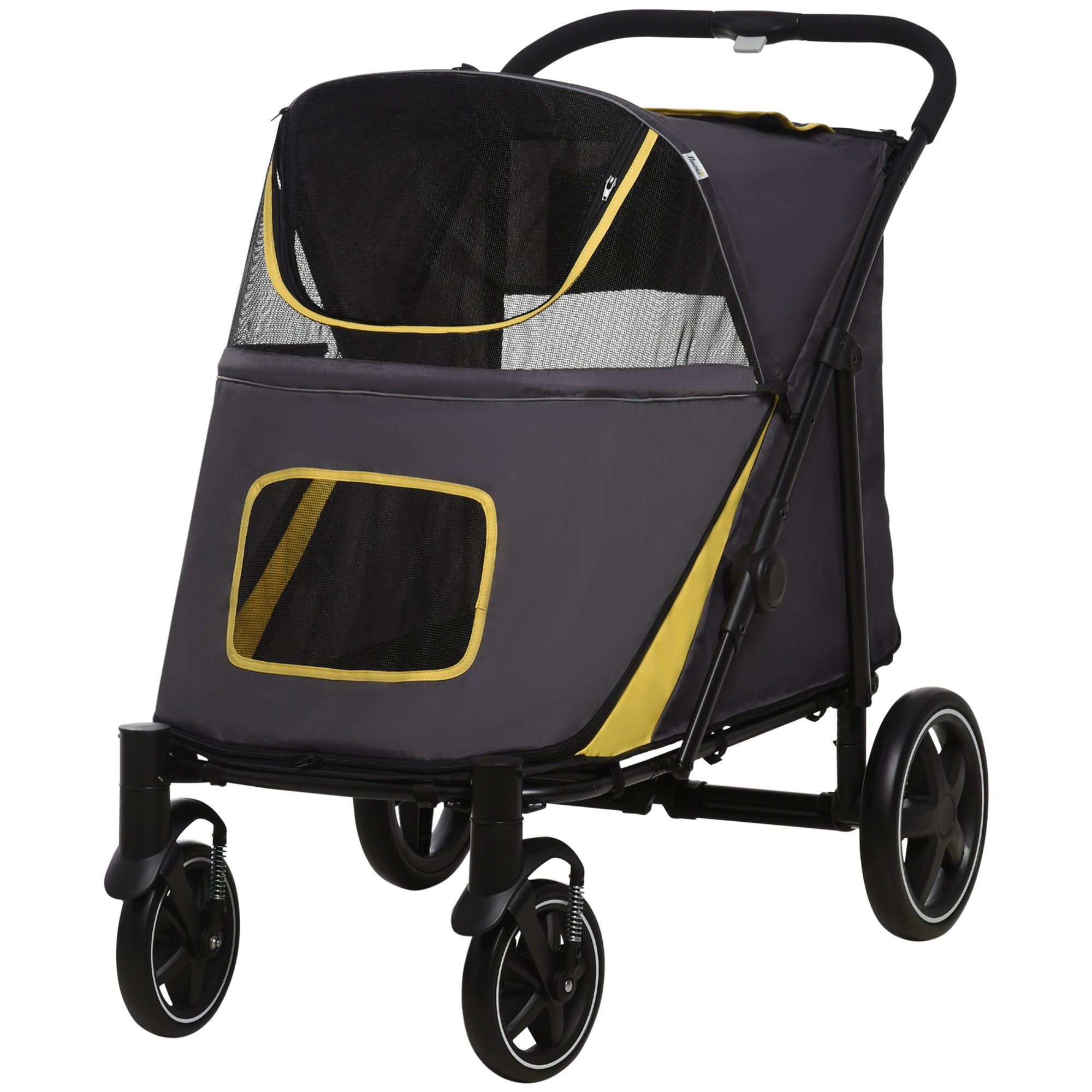 PawHut Dog Pram Dog Stroller Pet Pushchair with Adjustable Canopy for Medium and Large Dogs, Dark Grey