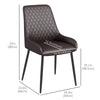 HOMCOM Dining Chairs Set of 4, Modern PU Leather Upholstered Kitchen Chairs with Diamond Tufted Backs and Steel Legs for Living Room, Dining Room, Bedroom, Brown