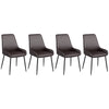 HOMCOM Dining Chairs Set of 4, Modern PU Leather Upholstered Kitchen Chairs with Diamond Tufted Backs and Steel Legs for Living Room, Dining Room, Bedroom, Brown