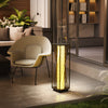 Outsunny Rattan Solar Floor Lamp, Solar Powered Outdoor Lamp with Auto On/Off LED Lights, IP44 Waterproof, Decorative Outdoor Lantern for Patio, Porch, Pathway, Grey