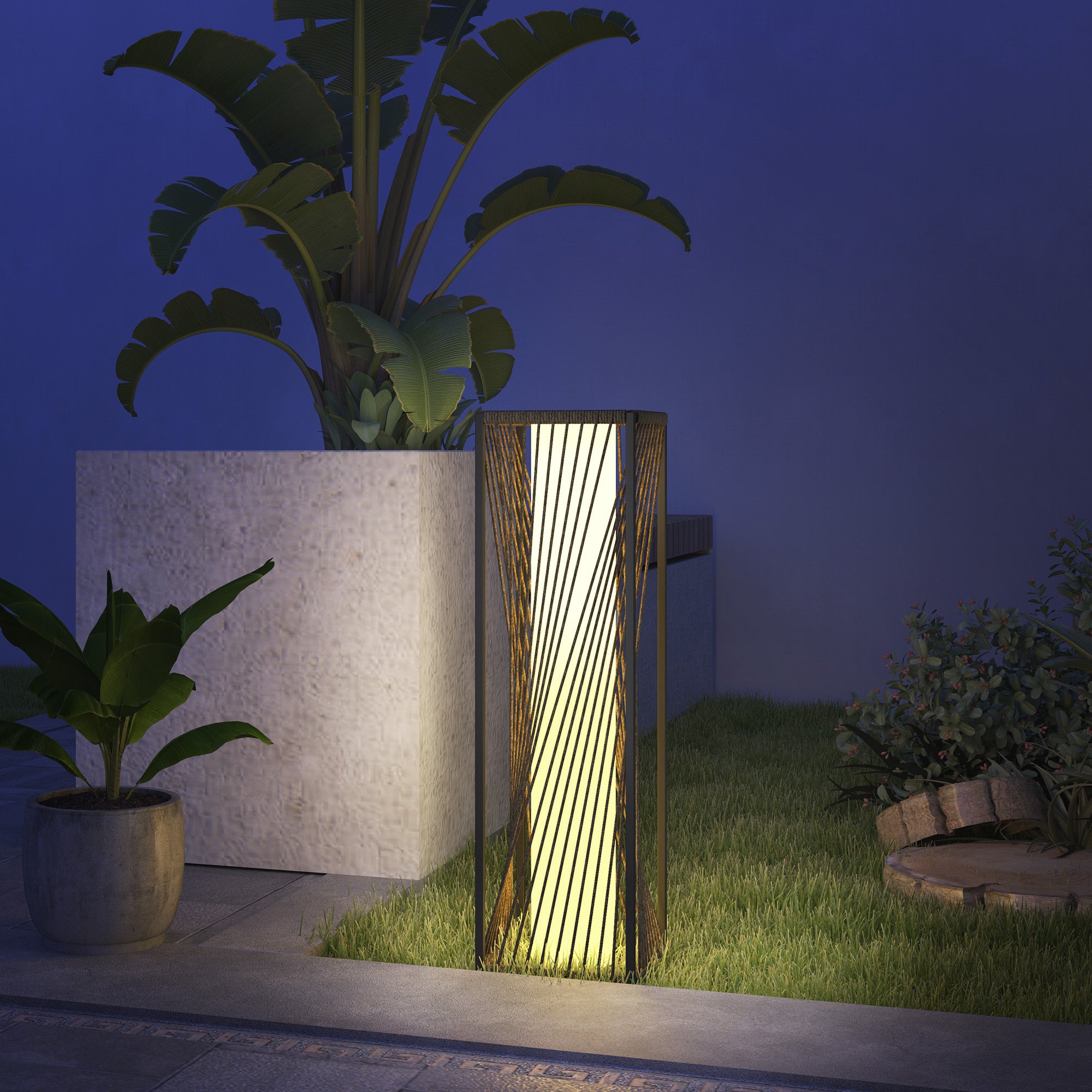 Outsunny Rattan Solar Floor Lamp, Solar Powered Outdoor Lamp with Auto On/Off LED Lights, IP44 Waterproof, Decorative Outdoor Lantern for Patio, Porch, Pathway, Grey
