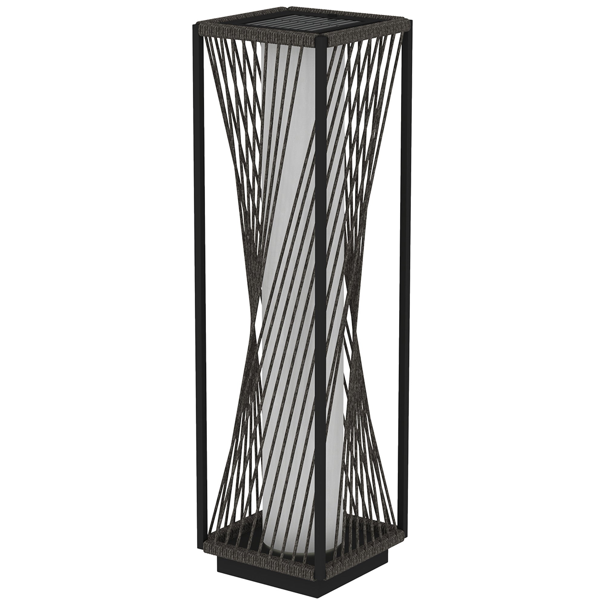 Outsunny Rattan Solar Floor Lamp, Solar Powered Outdoor Lamp with Auto On/Off LED Lights, IP44 Waterproof, Decorative Outdoor Lantern for Patio, Porch, Pathway, Grey