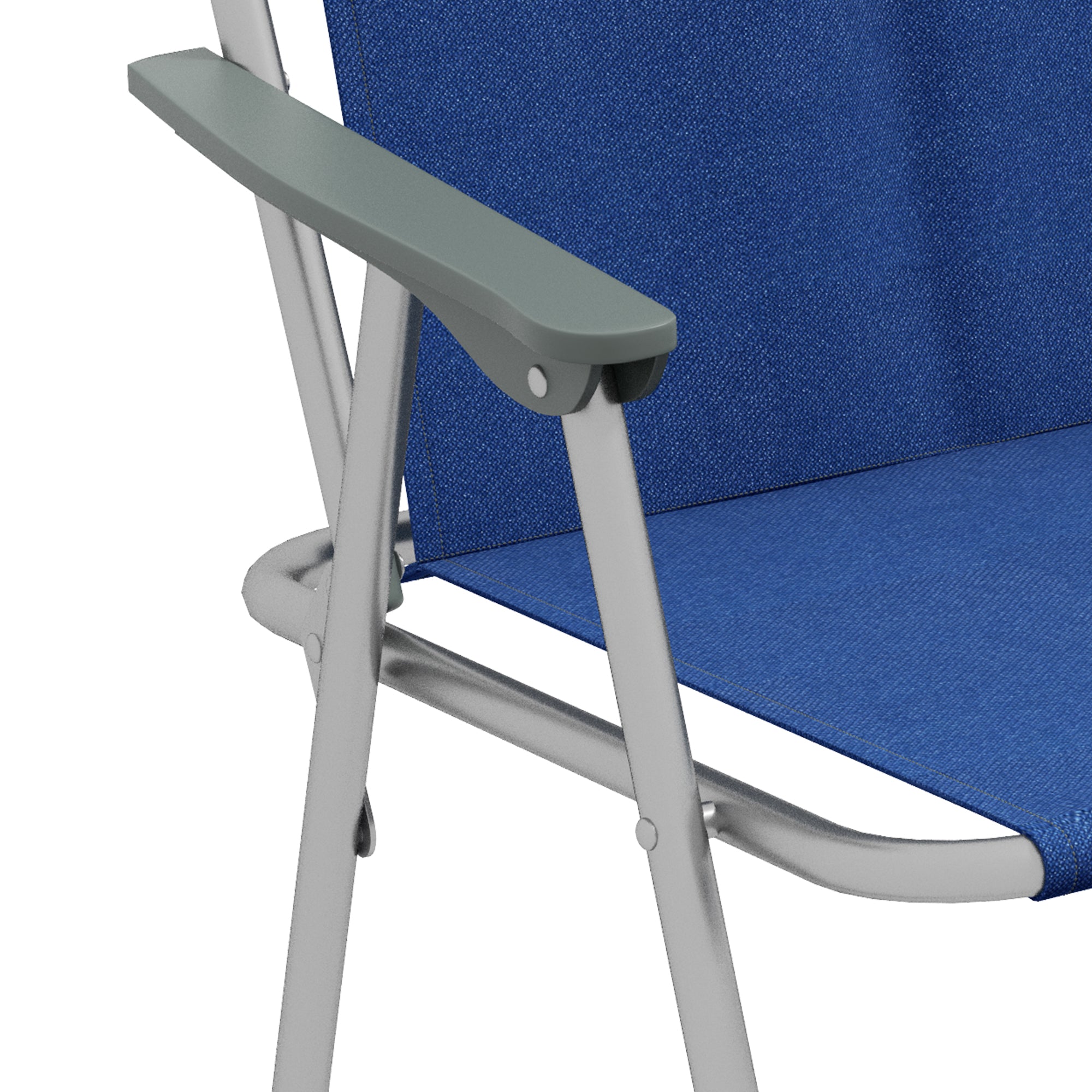 Outsunny 4 Pack Outdoor Folding Chair Set, Portable Camping Chairs with Armrest, Oxford Fabric Seat, Outdoor Chairs for Garden, Backyard, Lawn, Dark Blue