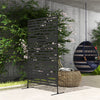 Outsunny Metal Outdoor Privacy Screen, 78"H x 48"W Decorative Outdoor Divider with Stand, Freestanding Privacy Panel with Striped Hollow Design for Garden, Patio, Backyard, Black