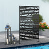 Outsunny Metal Outdoor Privacy Screen, 78"H x 48"W Decorative Outdoor Divider with Stand, Freestanding Privacy Panel with Striped Hollow Design for Garden, Patio, Backyard, Black