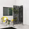 Outsunny Metal Outdoor Privacy Screen, 78"H x 48"W Decorative Outdoor Divider with Stand, Freestanding Privacy Panel with Striped Hollow Design for Garden, Patio, Backyard, Black