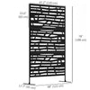 Outsunny Metal Outdoor Privacy Screen, 78"H x 48"W Decorative Outdoor Divider with Stand, Freestanding Privacy Panel with Striped Hollow Design for Garden, Patio, Backyard, Black