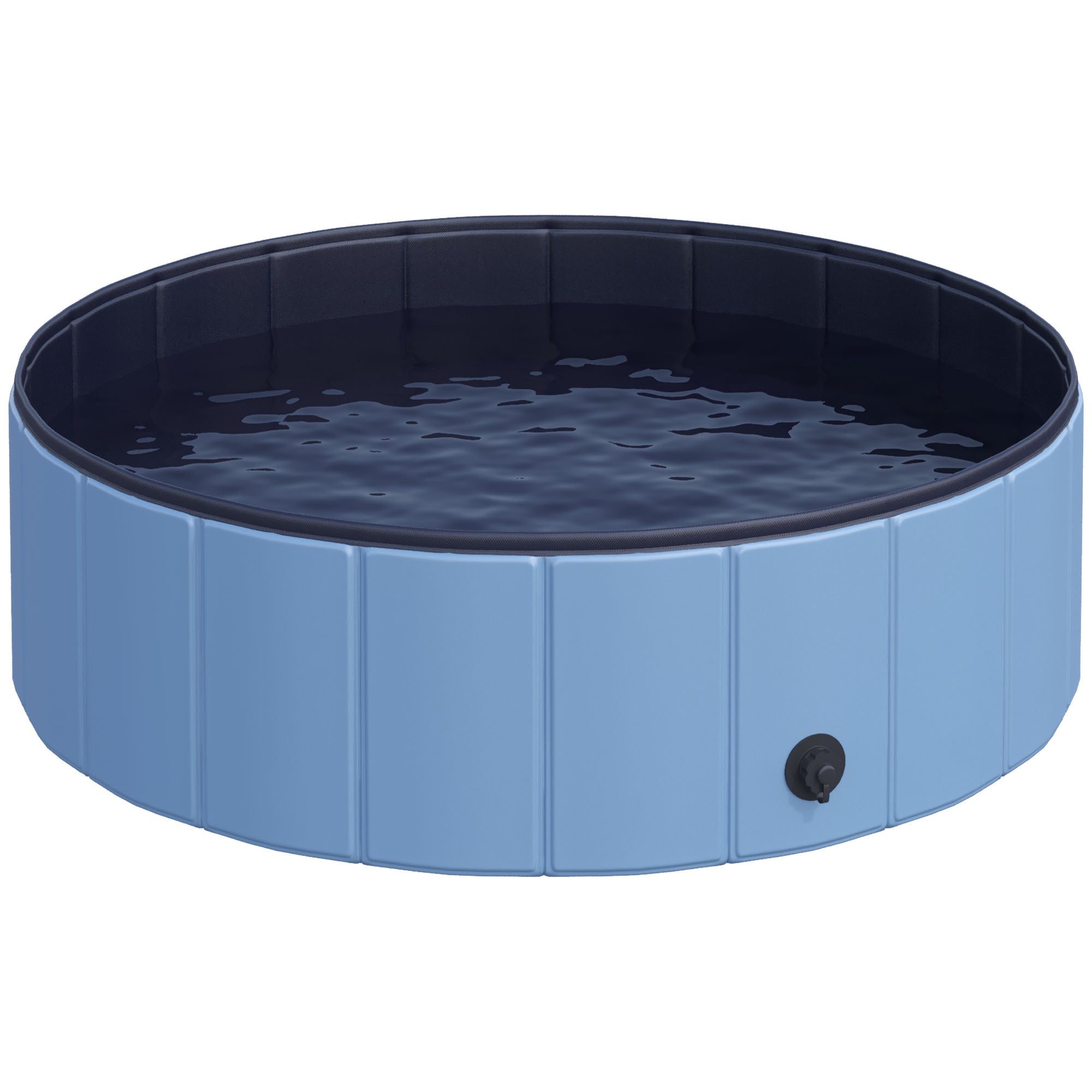 PawHut Foldable Dog Paddling Pool Pet Cat Swimming Pool Indoor/Outdoor Collapsible Summer Bathing Tub Shower Tub Puppy Washer (Φ100 x 30H cm, Blue)