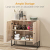 HOMCOM Modern Sideboard, Buffet Cabinet with 2 Chevron Doors and Adjustable Shelf, Kitchen Storage Cabinet with Steel Base, Coffee Bar Cabinet, 31.5" H, Oak
