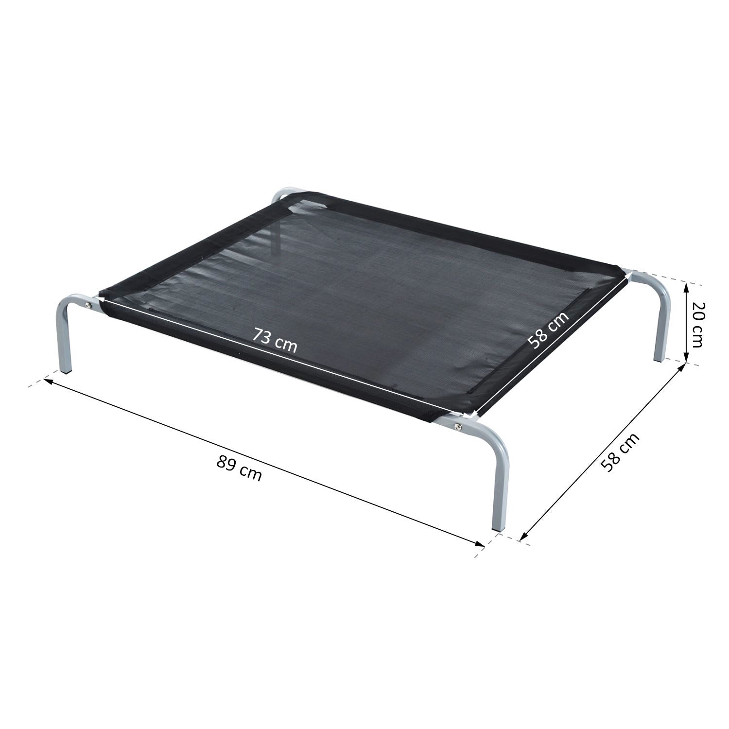 PawHut Raised Dog Bed Cat Elevated Lifted Cooling Portable Camping with Metal Frame Black (Small)