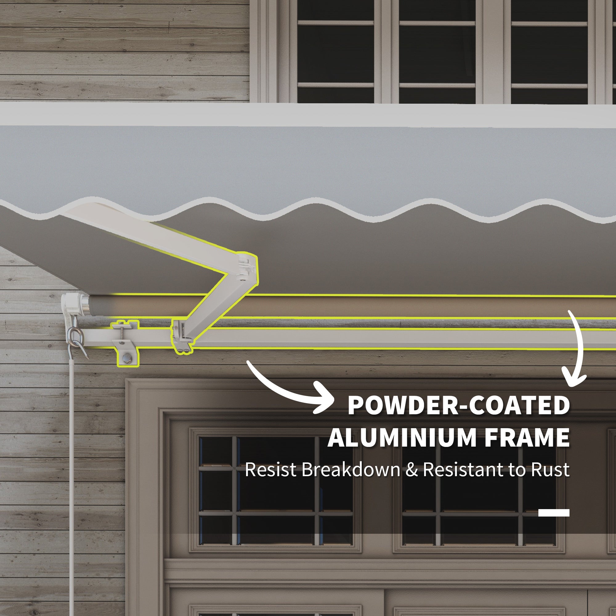 Outsunny 12' x 10' Retractable Awning Patio Sun Shade Shelter with Manual Crank Handle, UV & Water-Resistant Fabric and Aluminum Frame for Deck, Balcony, Yard, Grey
