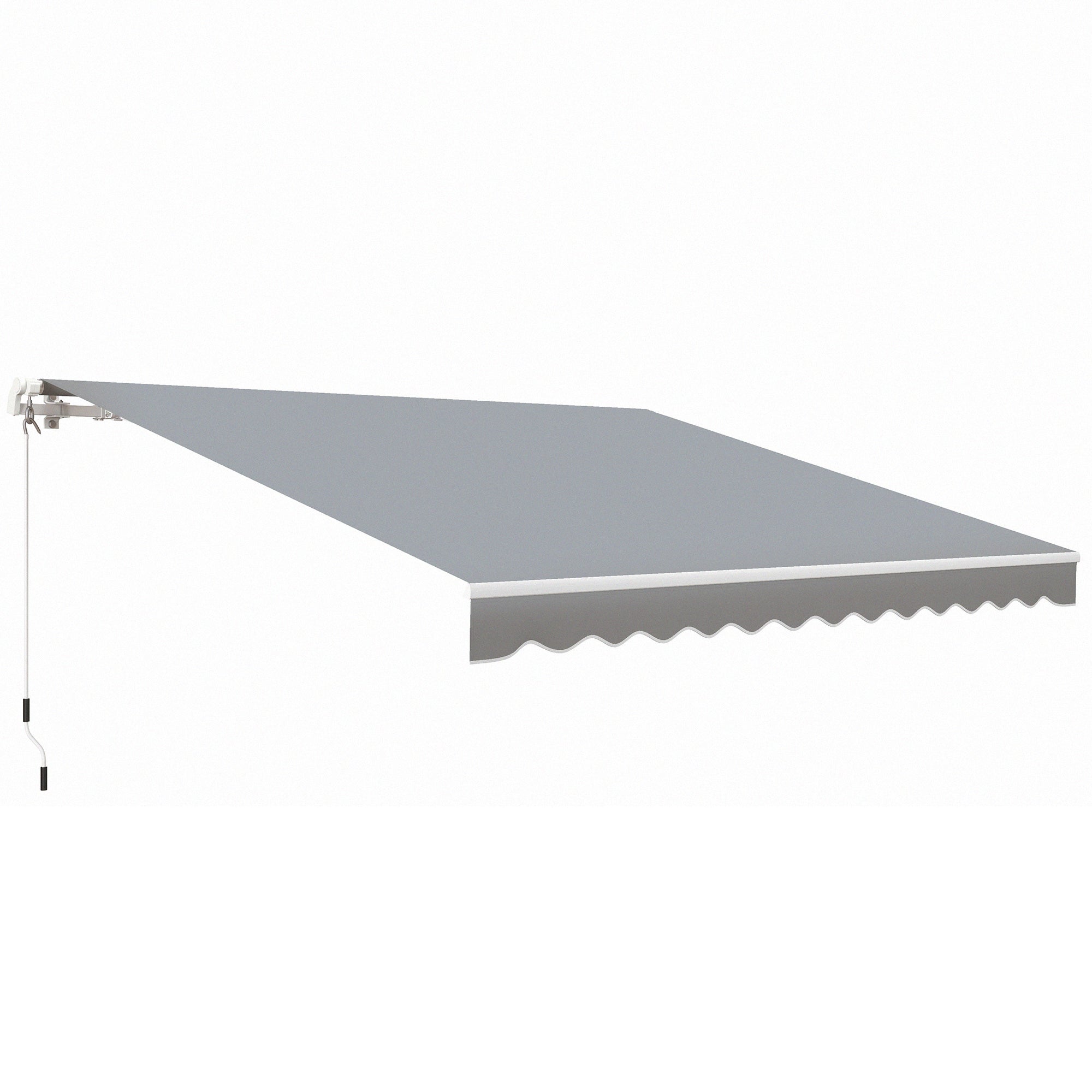 Outsunny 12' x 10' Retractable Awning Patio Sun Shade Shelter with Manual Crank Handle, UV & Water-Resistant Fabric and Aluminum Frame for Deck, Balcony, Yard, Grey