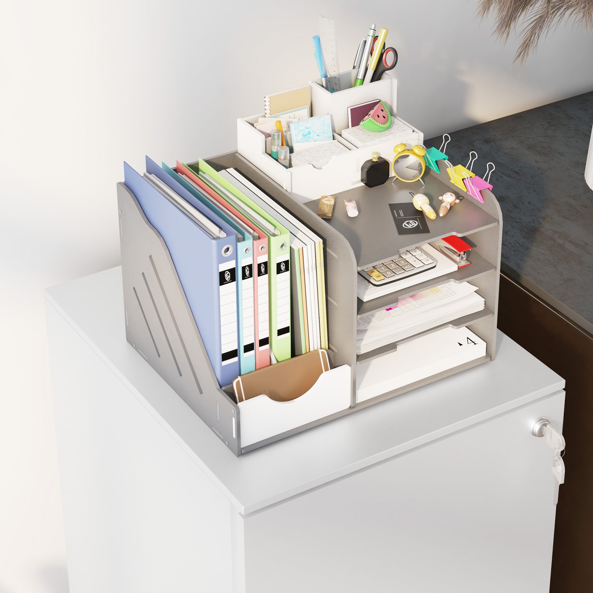 Vinsetto Vertical Steel Filing Cabinet on Wheels, 2-Drawer Lockable File Cabinet with Adjustable Hanging Bar for A4, Legal and Letter Size, White