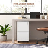 Vinsetto Vertical Steel Filing Cabinet on Wheels, 2-Drawer Lockable File Cabinet with Adjustable Hanging Bar for A4, Legal and Letter Size, White