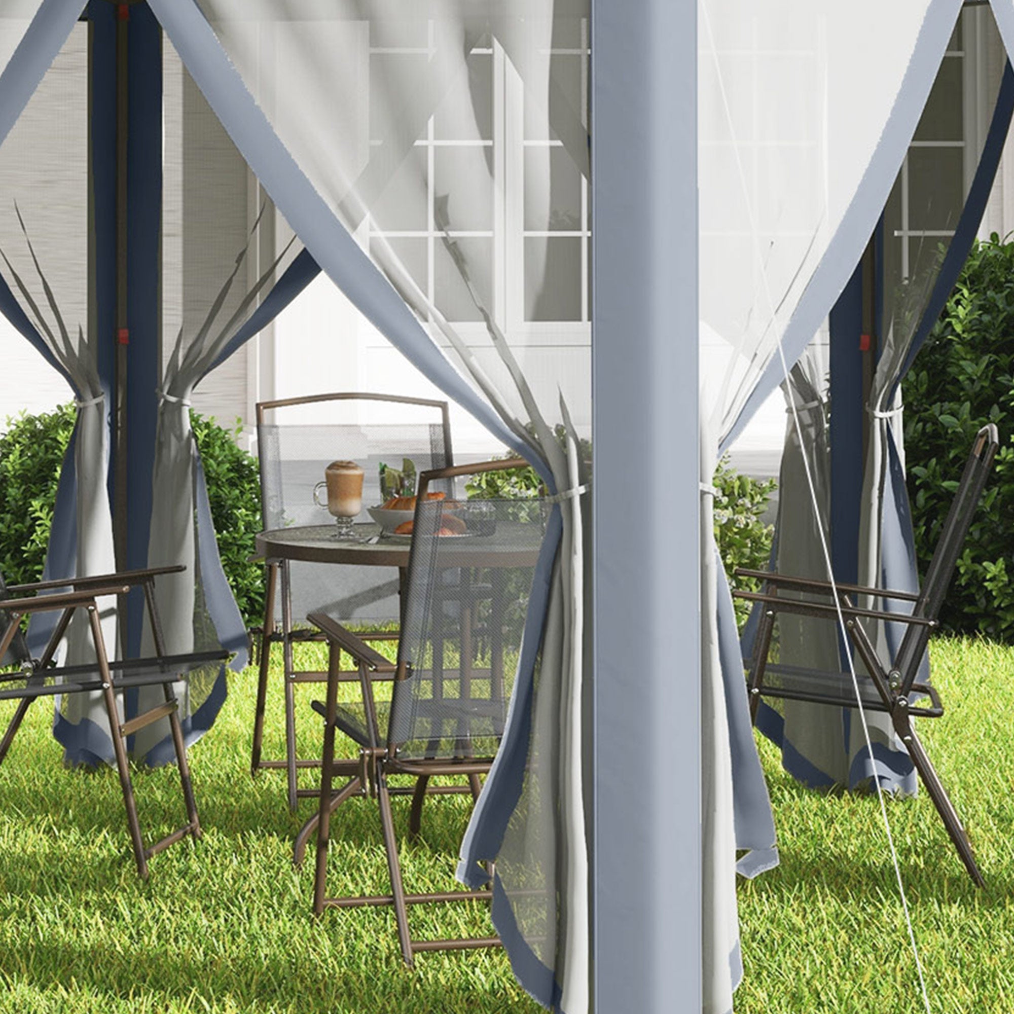 Outsunny 13' x 13' Pop Up Canopy Tent with Netting and Carry Bag, Instant Sun Shelter, Hexagon Tents for Parties, Outdoor, Garden, Patio, Grey