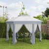 Outsunny 13' x 13' Pop Up Canopy Tent with Netting and Carry Bag, Instant Sun Shelter, Hexagon Tents for Parties, Outdoor, Garden, Patio, Grey