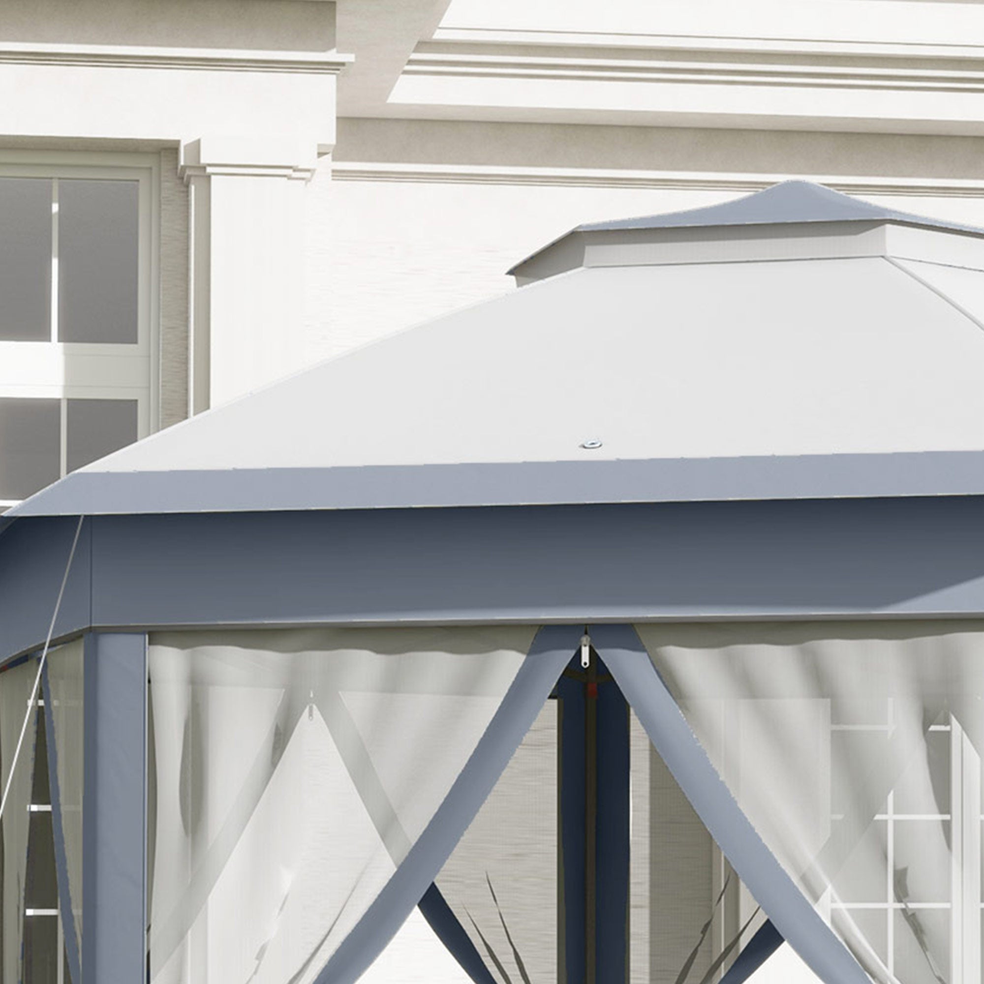 Outsunny 13' x 13' Pop Up Canopy Tent with Netting and Carry Bag, Instant Sun Shelter, Hexagon Tents for Parties, Outdoor, Garden, Patio, Grey