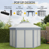 Outsunny 13' x 13' Pop Up Canopy Tent with Netting and Carry Bag, Instant Sun Shelter, Hexagon Tents for Parties, Outdoor, Garden, Patio, Grey