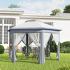 Outsunny 13' x 13' Pop Up Canopy Tent with Netting and Carry Bag, Instant Sun Shelter, Hexagon Tents for Parties, Outdoor, Garden, Patio, Grey