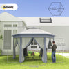 Outsunny 13' x 13' Pop Up Canopy Tent with Netting and Carry Bag, Instant Sun Shelter, Hexagon Tents for Parties, Outdoor, Garden, Patio, Grey