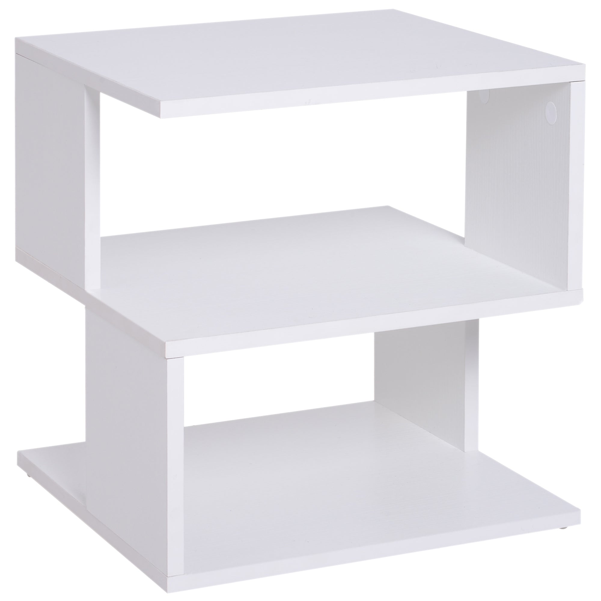 HOMCOM Side Table with Storage, Small End Table with 3-Tier Shelf, Square Coffee Table for Living Room, White