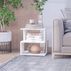 HOMCOM Side Table with Storage, Small End Table with 3-Tier Shelf, Square Coffee Table for Living Room, White