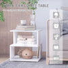 HOMCOM Side Table with Storage, Small End Table with 3-Tier Shelf, Square Coffee Table for Living Room, White
