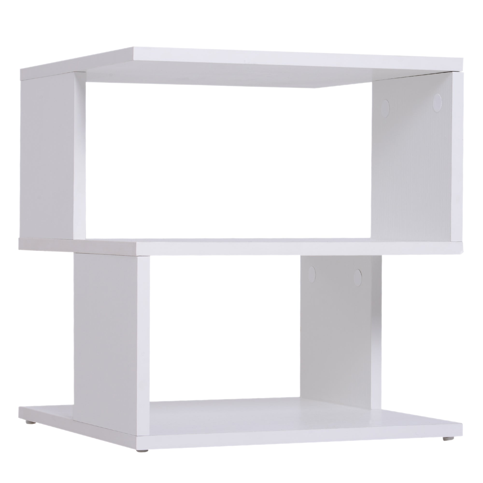 HOMCOM Side Table with Storage, Small End Table with 3-Tier Shelf, Square Coffee Table for Living Room, White