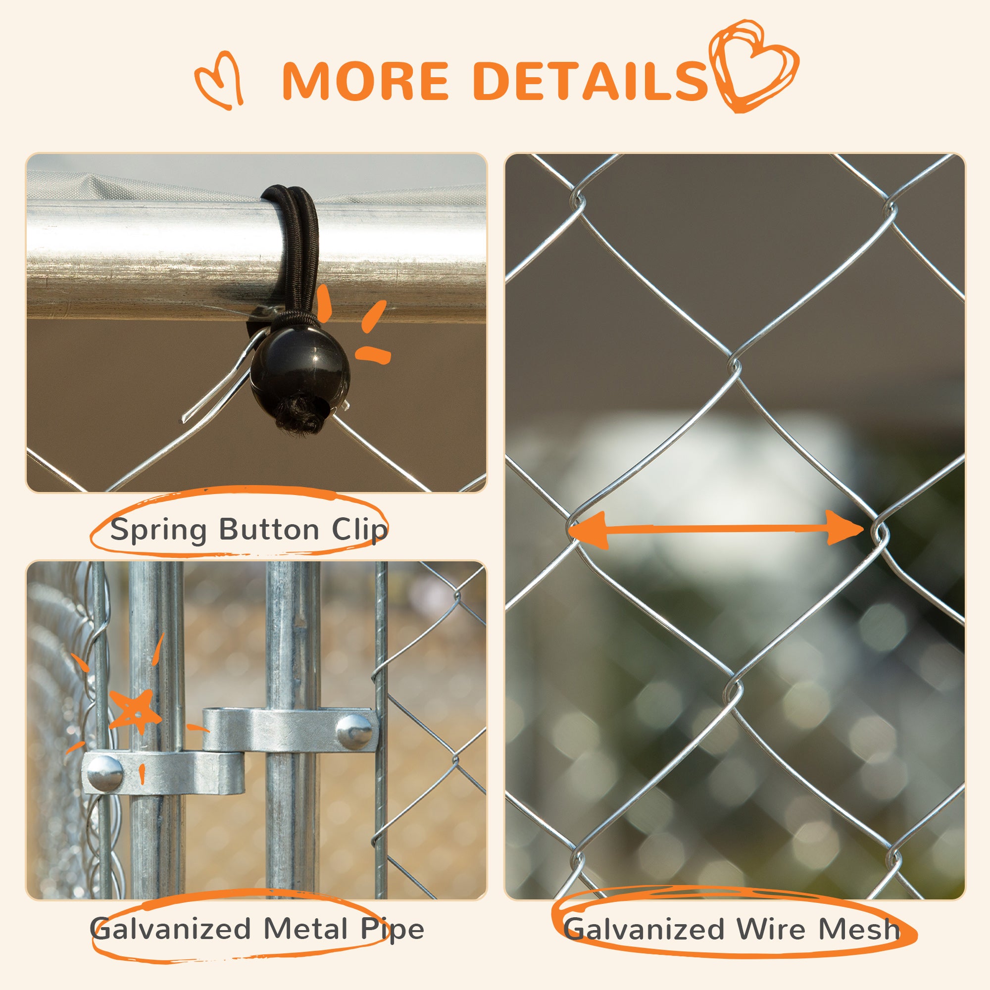 PawHut Dog Kennel Outdoor Run Fence with Roof, Steel Lock, Mesh Sidewalls for Backyard & Patio, 13.1' x 13.1' x 7.5'