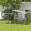 PawHut Dog Kennel Outdoor Run Fence with Roof, Steel Lock, Mesh Sidewalls for Backyard & Patio, 13.1' x 13.1' x 7.5'