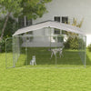 PawHut Dog Kennel Outdoor Run Fence with Roof, Steel Lock, Mesh Sidewalls for Backyard & Patio, 13.1' x 13.1' x 7.5'