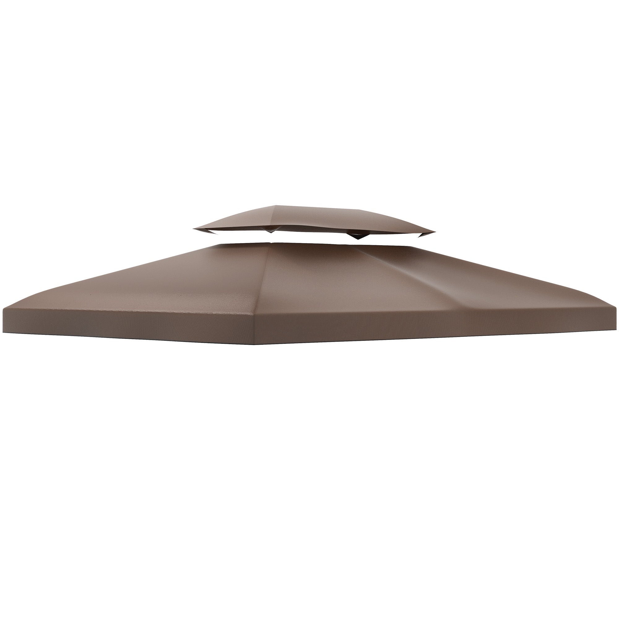 Outsunny 13.1' x 9.8' Gazebo Replacement Canopy, 2 Tier Top Roof Garden Pavilion UV Cover, Brown (TOP ONLY)