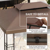 Outsunny 13.1' x 9.8' Gazebo Replacement Canopy, 2 Tier Top Roof Garden Pavilion UV Cover, Brown (TOP ONLY)