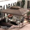 Outsunny 13.1' x 9.8' Gazebo Replacement Canopy, 2 Tier Top Roof Garden Pavilion UV Cover, Brown (TOP ONLY)